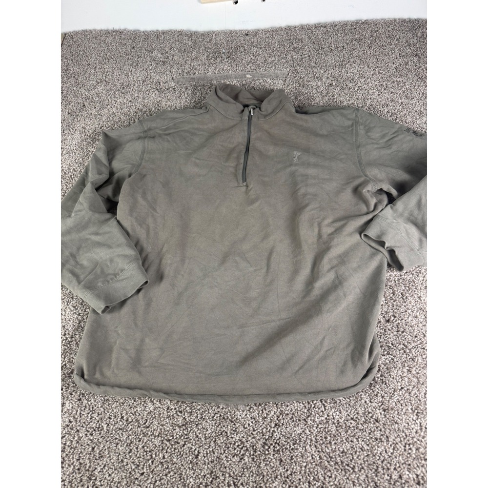 Ashworth Weather Systems Mens XL Qtr Zip Pullover Olive Green Performance Top